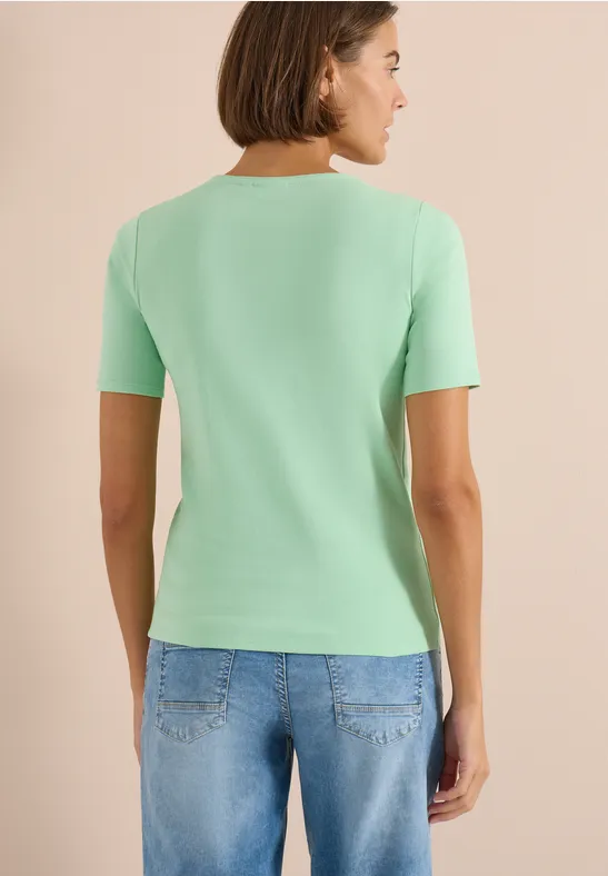 Cecil Damen Basic T-Shirt aus Baumwolle in Grün, Gr: 3XL