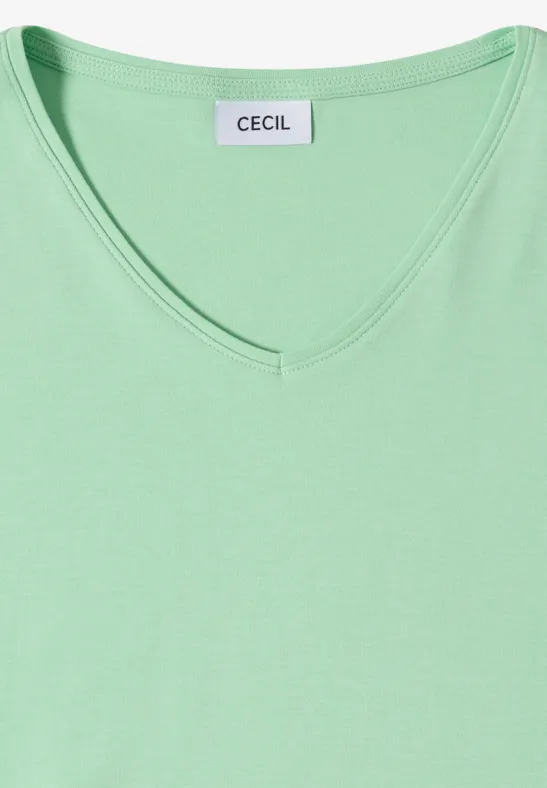 Cecil Damen Basic T-Shirt aus Baumwolle in Grün, Gr: 3XL