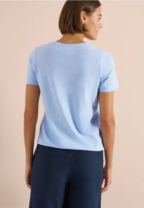 Cecil Damen Basic Shirt im Tunika-Look in Blau, Gr: 3XL