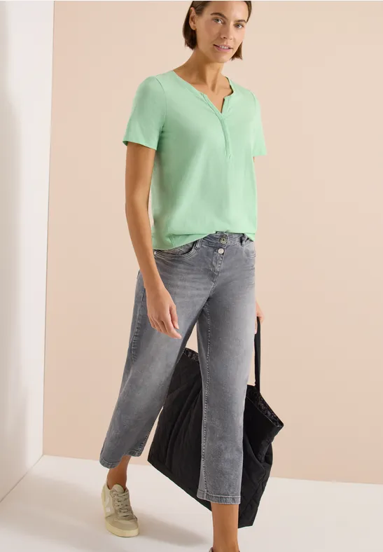 Cecil Damen Basic Shirt im Tunika-Look in Grün, Gr: 3XL