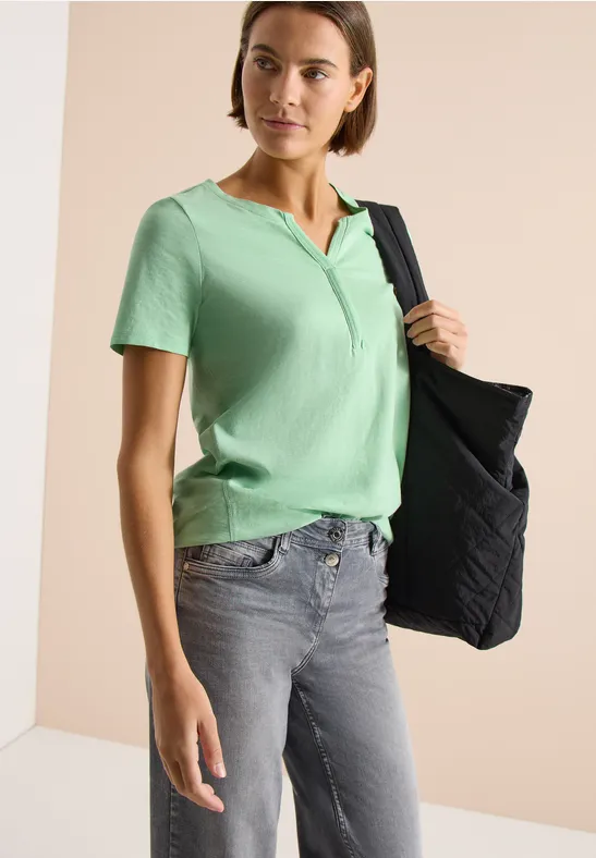 Cecil Damen Basic Shirt im Tunika-Look in Grün, Gr: 3XL