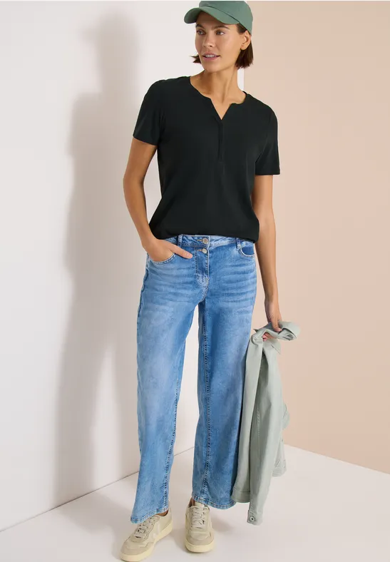 Cecil Damen Basic Shirt im Tunika-Look in Grün, Gr: 3XL