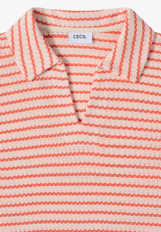 Cecil Damen Gestreiftes Ajour Shirt in Orange, Gr: XS