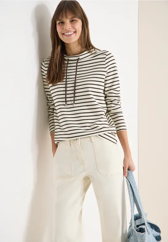 Cecil Damen Gestreiftes Shirt in Braun, Gr: XS