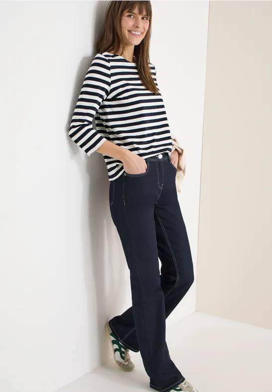 Cecil Damen Gestreiftes Basic Shirt in Blau, Gr: L
