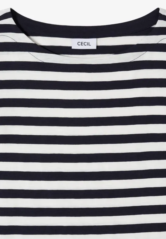 Cecil Damen Gestreiftes Basic Shirt in Blau, Gr: L