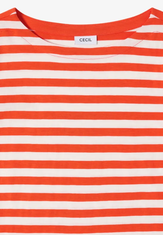 Cecil Damen Gestreiftes Basic Shirt in Orange, Gr: XS