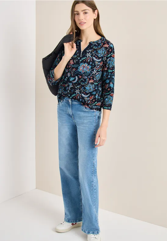 Cecil Damen Shirt im Tunika-Look in Blau, Gr: 3XL