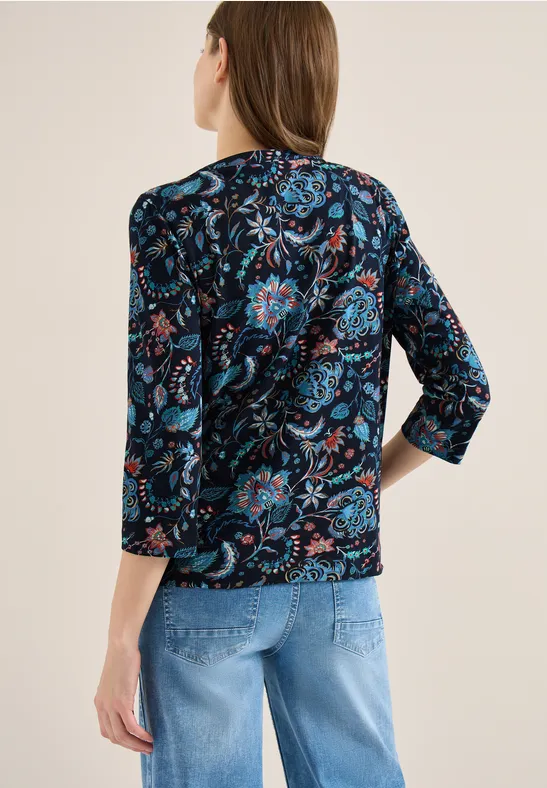 Cecil Damen Shirt im Tunika-Look in Blau, Gr: 3XL