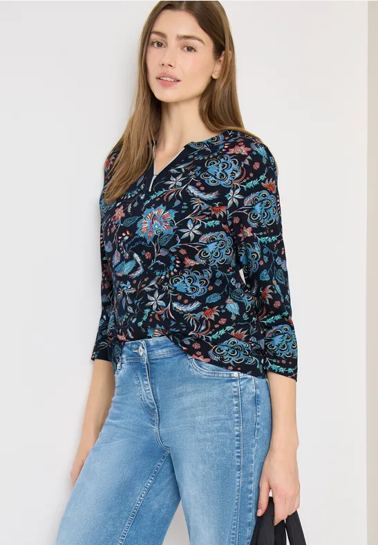 Cecil Damen Shirt im Tunika-Look in Blau, Gr: 3XL