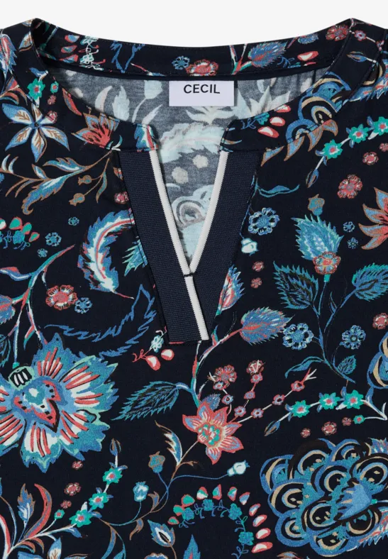 Cecil Damen Shirt im Tunika-Look in Blau, Gr: 3XL