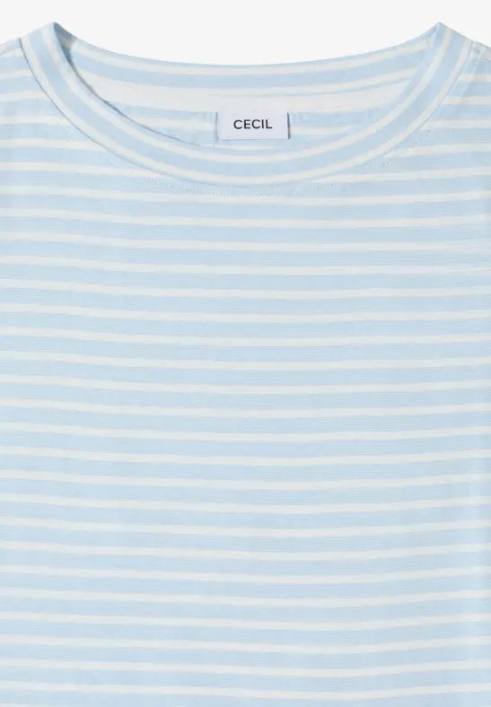 Cecil Damen Kurzarm T-Shirt mit elastischem Saum in Blau, Gr: L