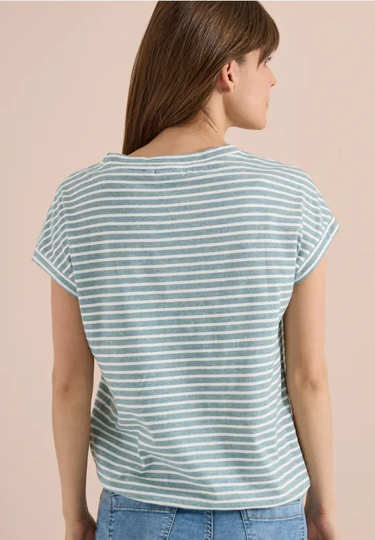 Cecil Damen Kurzarm T-Shirt mit elastischem Saum in Grün, Gr: L