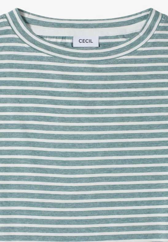 Cecil Damen Kurzarm T-Shirt mit elastischem Saum in Grün, Gr: L