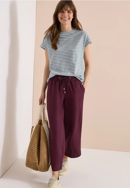 Cecil Damen Kurzarm T-Shirt mit elastischem Saum in Blau, Gr: L
