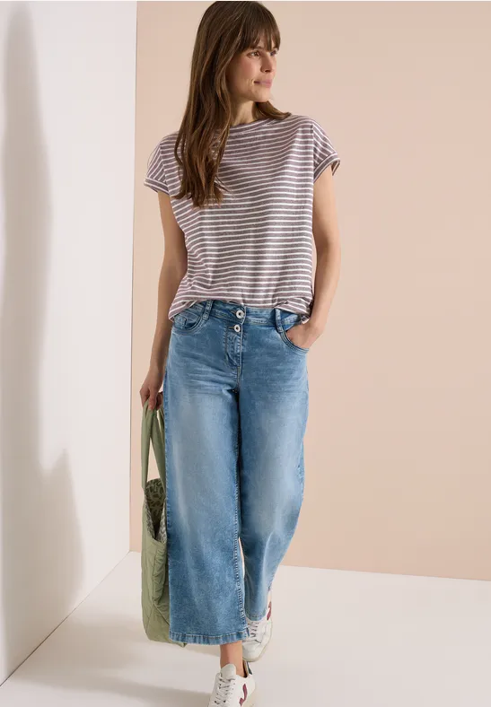 Cecil Damen Kurzarm T-Shirt mit elastischem Saum in Rot, Gr: L