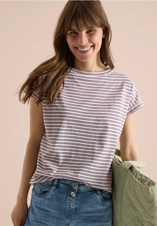 Cecil Damen Kurzarm T-Shirt mit elastischem Saum in Rot, Gr: L