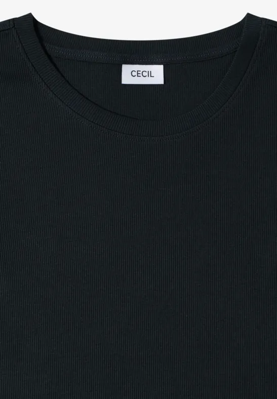 Cecil Damen Basic T-Shirt in Rippstruktur in Grün, Gr: 3XL