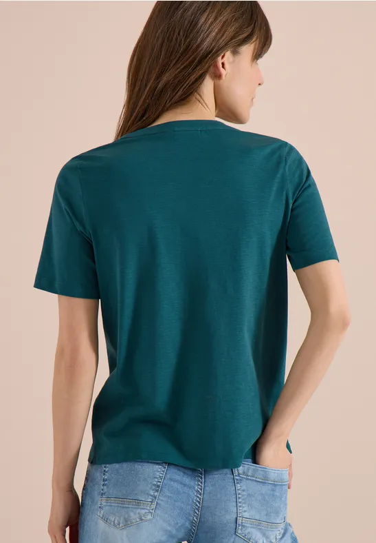 Cecil Damen Kurzarm Shirt mit Split Neck in Grün, Gr: 3XL