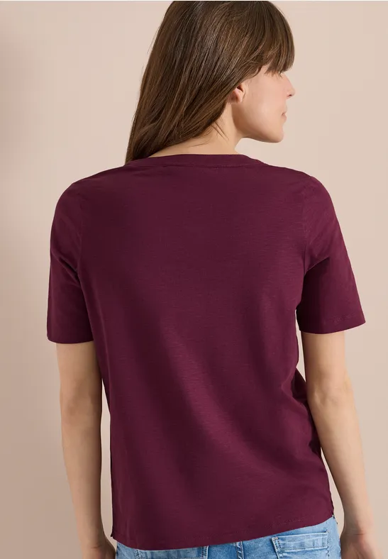 Cecil Damen Kurzarm Shirt mit Split Neck in Rot, Gr: 3XL