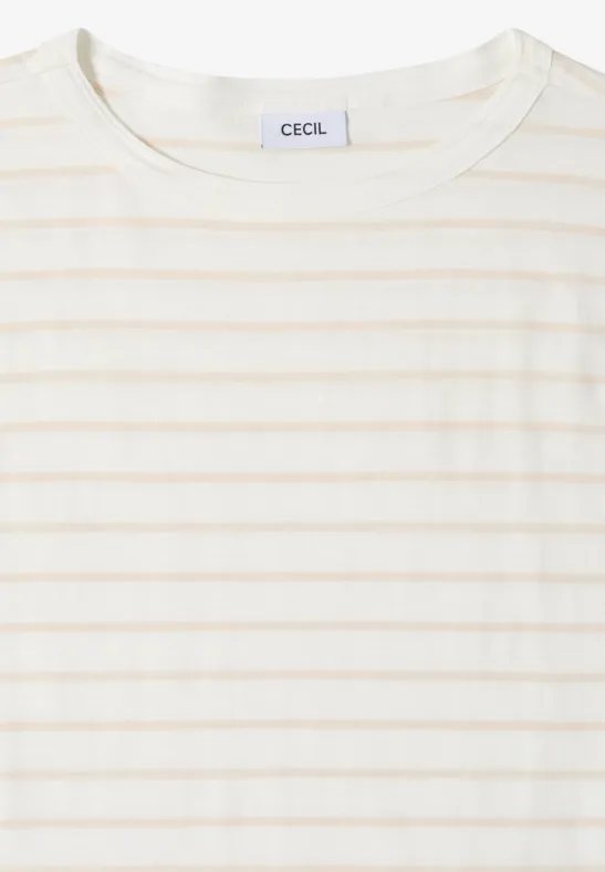 Cecil Damen T-Shirts mit Streifen im 2er-Pack in Multicolour|Beige|Weiß, Gr: 3XL