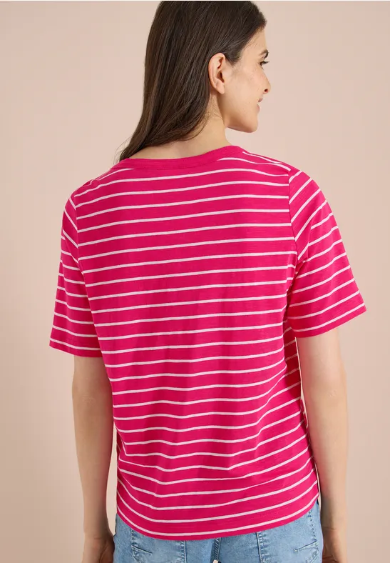 Cecil Damen T-Shirts mit Streifen im 2er-Pack in Pink|Multicolour|Weiß, Gr: 3XL