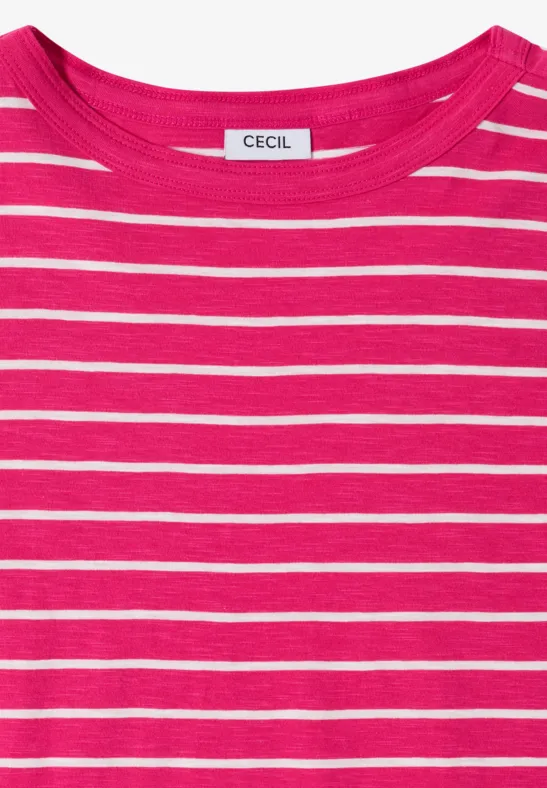 Cecil Damen T-Shirts mit Streifen im 2er-Pack in Pink|Multicolour|Weiß, Gr: 3XL