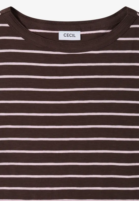 Cecil Damen T-Shirts mit Streifen im 2er-Pack in Multicolour|Braun|Rosa, Gr: 3XL