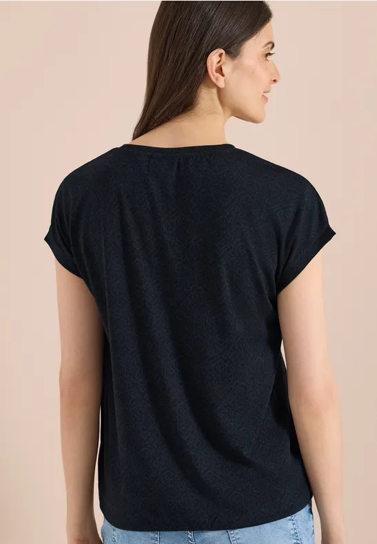 Cecil Damen T-Shirt in Ausbrenner-Optik in Blau, Gr: 3XL