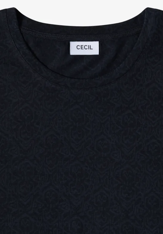 Cecil Damen T-Shirt in Ausbrenner-Optik in Blau, Gr: 3XL