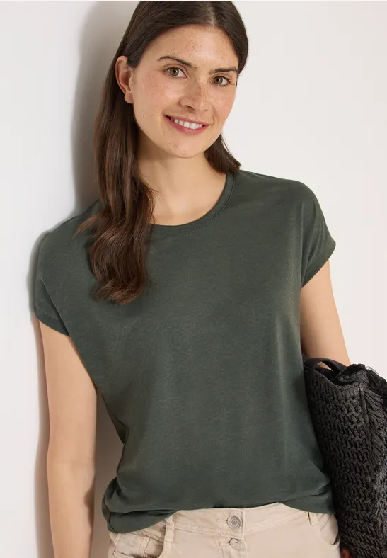 Cecil Damen T-Shirt in Ausbrenner-Optik in Grün, Gr: 3XL