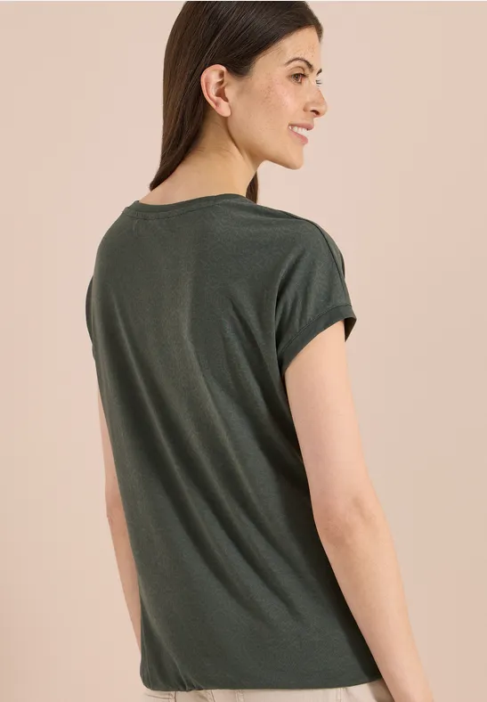 Cecil Damen T-Shirt in Ausbrenner-Optik in Grün, Gr: 3XL