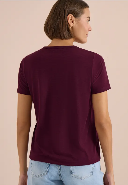 Cecil Damen Kurzarm Shirt in Ausbrenner-Optik in Rot, Gr: L
