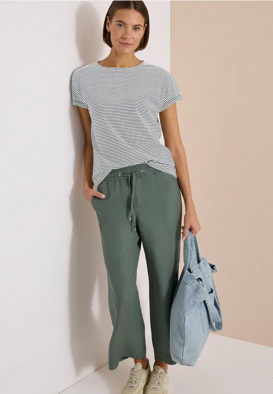Cecil Damen Kurzarm Shirt mit Boatneck und Knöpfen in Blau, Gr: 3XL