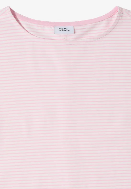 Cecil Damen Kurzarm Shirt mit Boatneck und Knöpfen in Rosa, Gr: 3XL