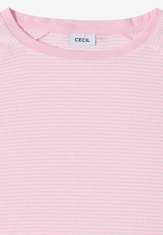 Cecil Damen Shirt mit Boatneck und Struktur in Rosa, Gr: 3XL