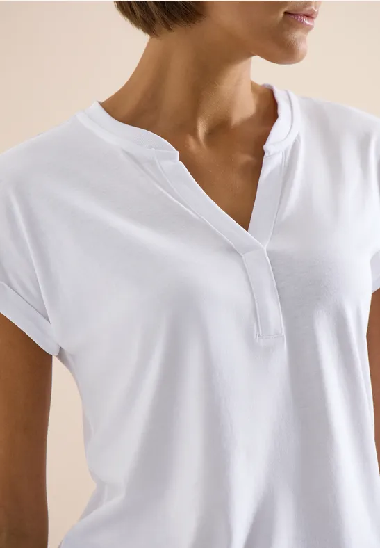 Cecil Damen Kurzarm Shirt im Tunika-Look in Weiß, Gr: L