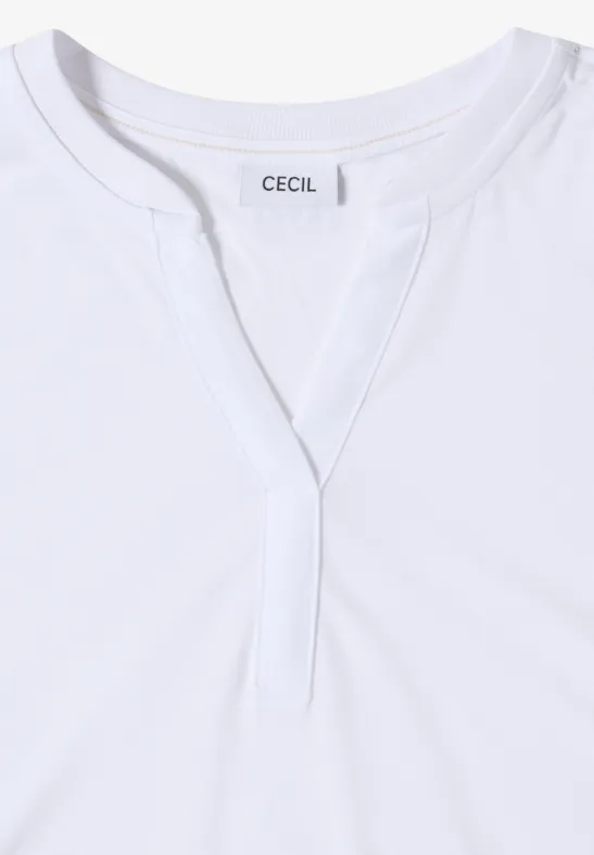 Cecil Damen Kurzarm Shirt im Tunika-Look in Weiß, Gr: L