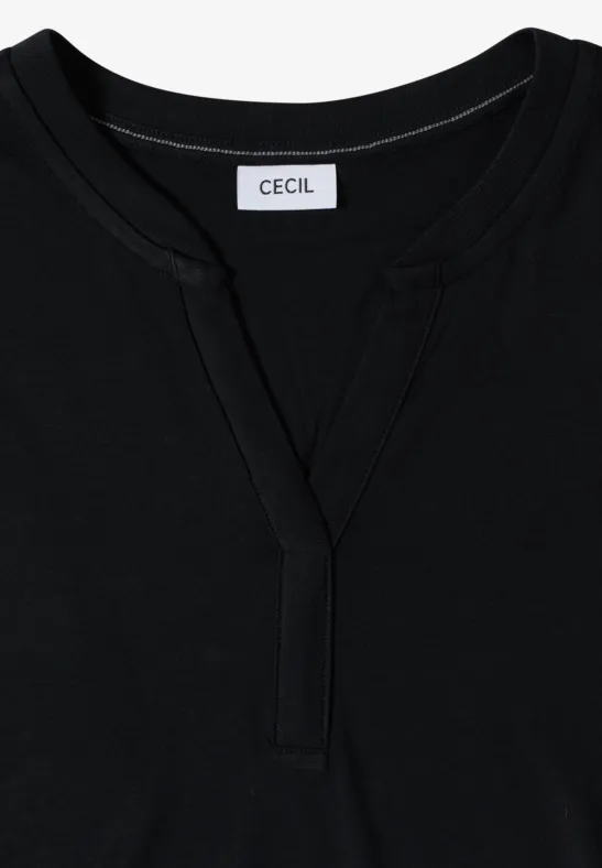 Cecil Damen Kurzarm Shirt im Tunika-Look in Schwarz, Gr: L