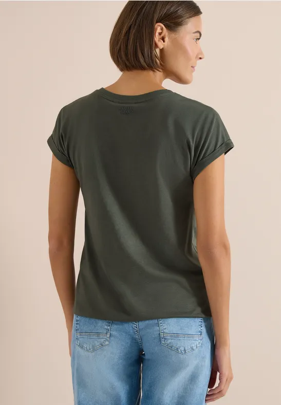 Cecil Damen Kurzarm Shirt im Tunika-Look in Grün, Gr: L