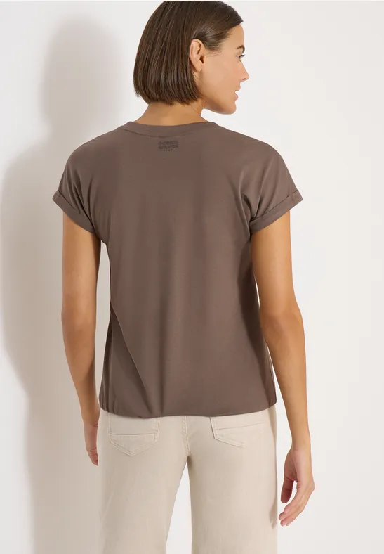 Cecil Damen Kurzarm Shirt im Tunika-Look in Beige, Gr: L