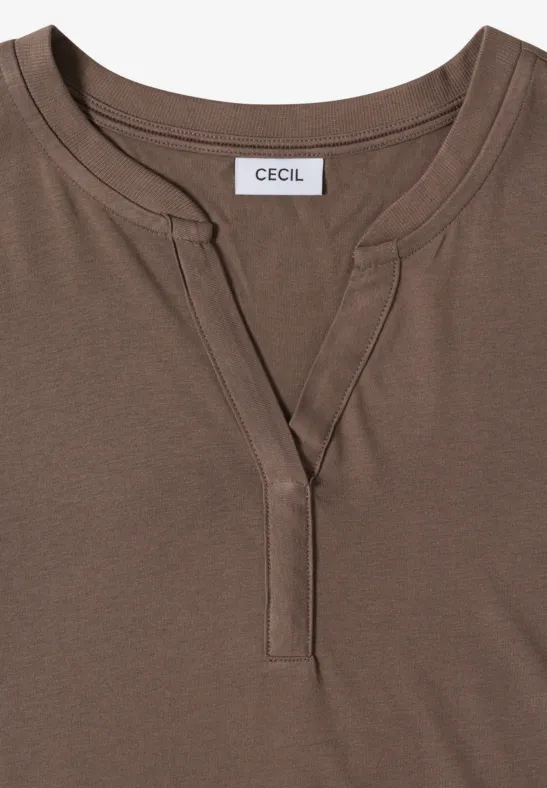 Cecil Damen Kurzarm Shirt im Tunika-Look in Beige, Gr: L
