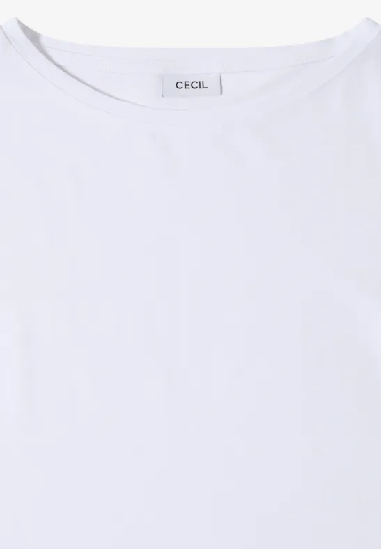 Cecil Damen Basic T-Shirt mit U-Boot-Ausschnitt in Weiß, Gr: 3XL