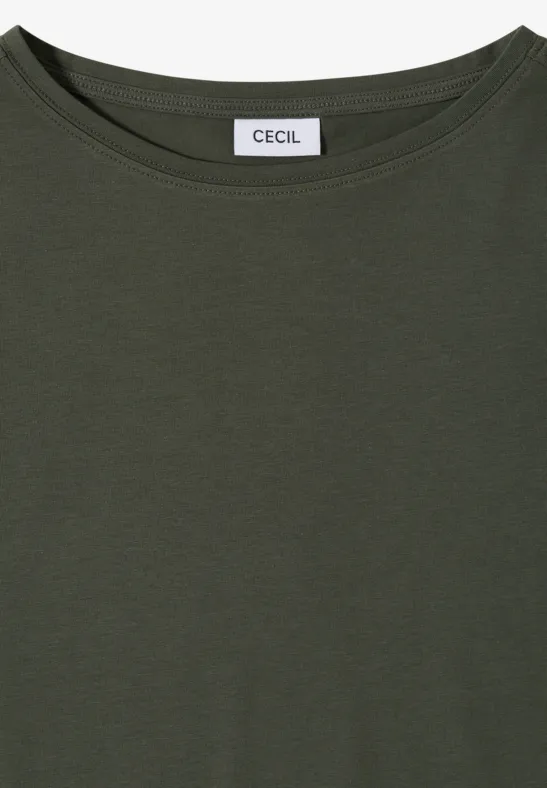 Cecil Damen Basic T-Shirt mit U-Boot-Ausschnitt in Grün, Gr: 3XL