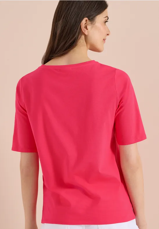 Cecil Damen Basic T-Shirt mit U-Boot-Ausschnitt in Rot, Gr: 3XL