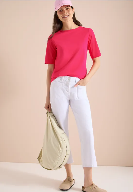 Cecil Damen Basic T-Shirt mit U-Boot-Ausschnitt in Rot, Gr: 3XL