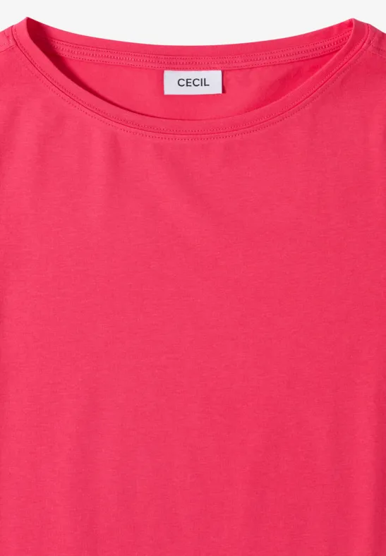 Cecil Damen Basic T-Shirt mit U-Boot-Ausschnitt in Rot, Gr: 3XL