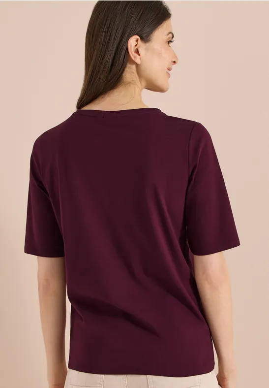 Cecil Damen Basic T-Shirt mit U-Boot-Ausschnitt in Rot, Gr: 3XL