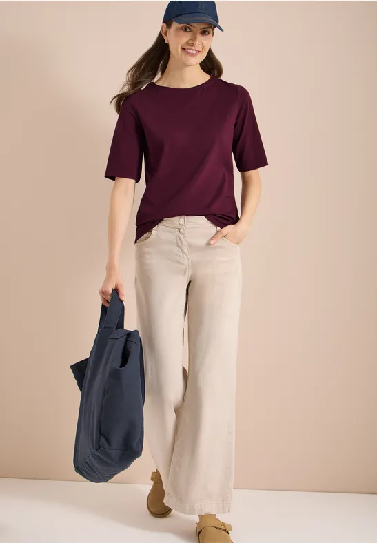 Cecil Damen Basic T-Shirt mit U-Boot-Ausschnitt in Rot, Gr: 3XL