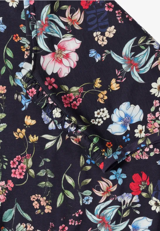 Cecil Damen Kurzarm Shirt mit Boatneck und Raffung in Blau, Gr: L